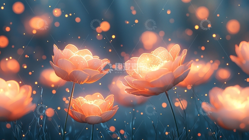 高清大图下载【趣麦麦图】梦幻光斑花朵背景图