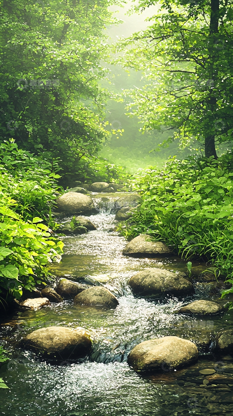 高清大图下载【趣麦麦图】森林小溪自然风光