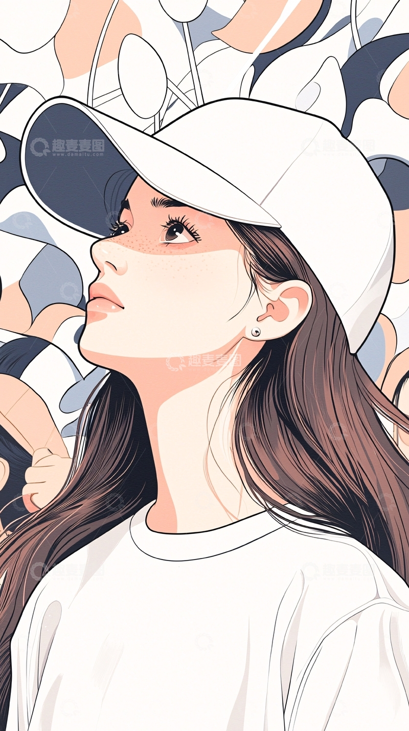 高清大图下载【趣麦麦图】时尚女孩插画背景图