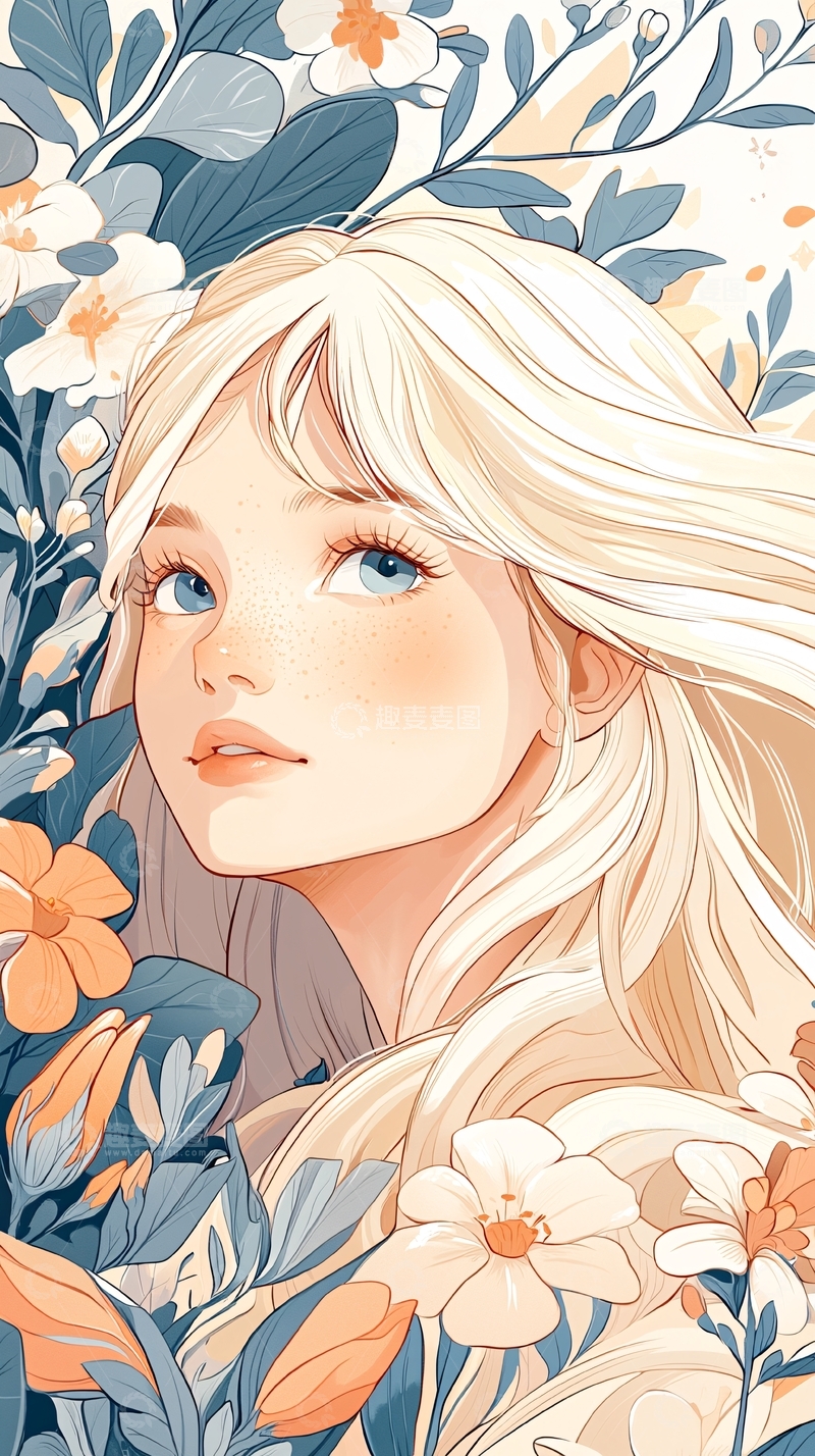 高清大图下载【趣麦麦图】花海中的少女