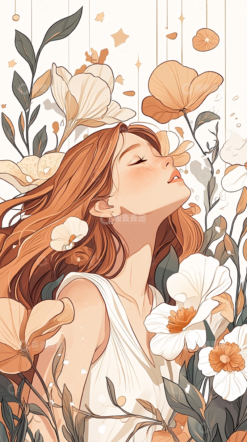 高清大图下载【趣麦麦图】秋日花海中的少女