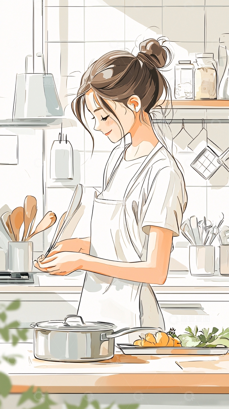 高清大图下载【趣麦麦图】厨房烹饪插画素材