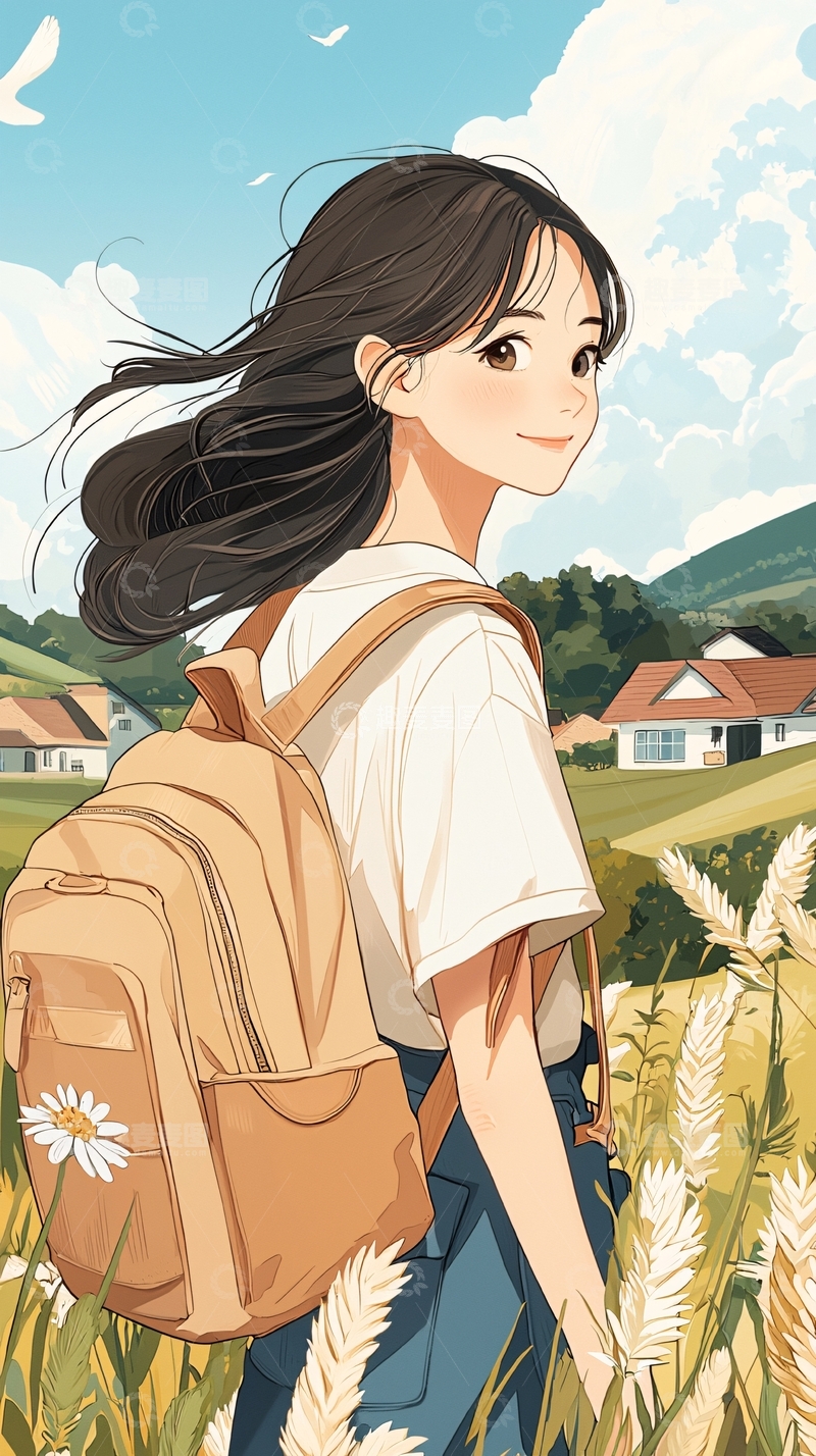 高清大图下载【趣麦麦图】乡村田野中的女孩