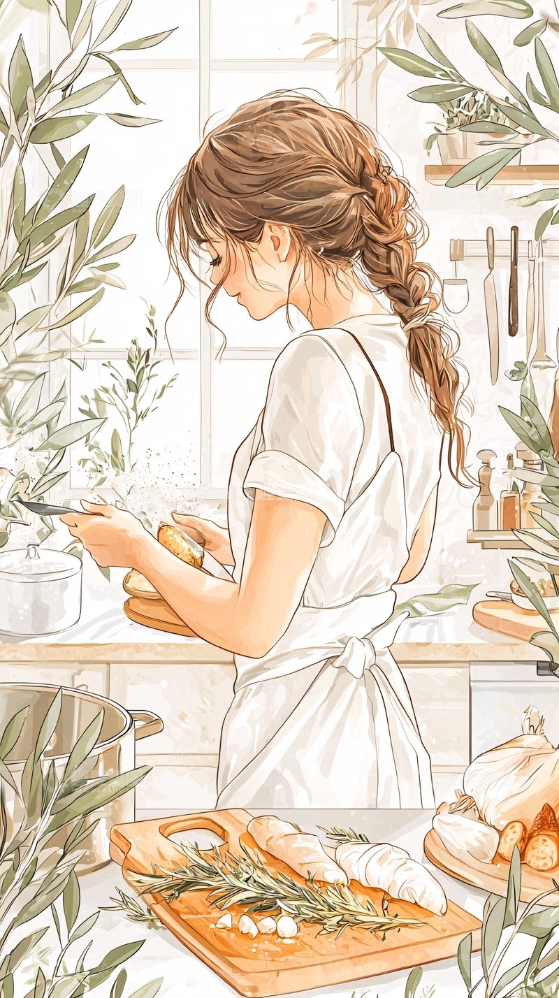 高清大图下载【趣麦麦图】厨房里的温馨时光