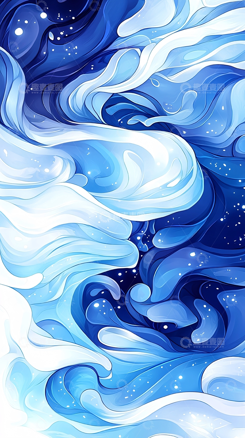 高清大图下载【趣麦麦图】蓝色流动抽象艺术背景