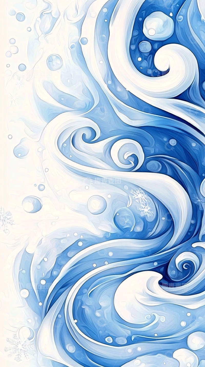 高清大图下载【趣麦麦图】冬日雪花流动抽象艺术背景