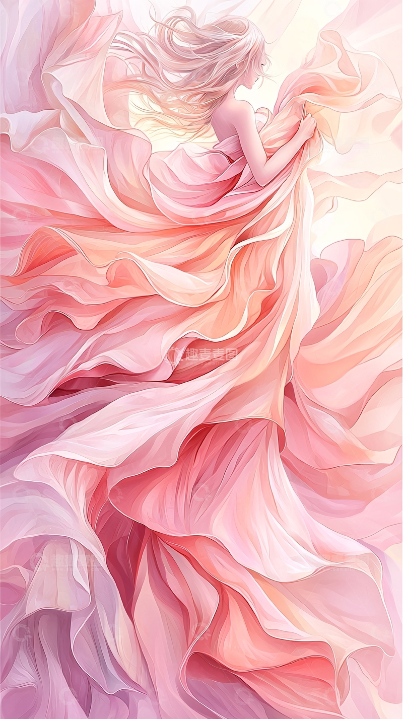 高清大图下载【趣麦麦图】粉色梦幻裙摆动态背景图