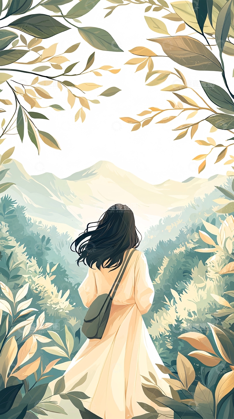 高清大图下载【趣麦麦图】秋日山间漫步的女孩