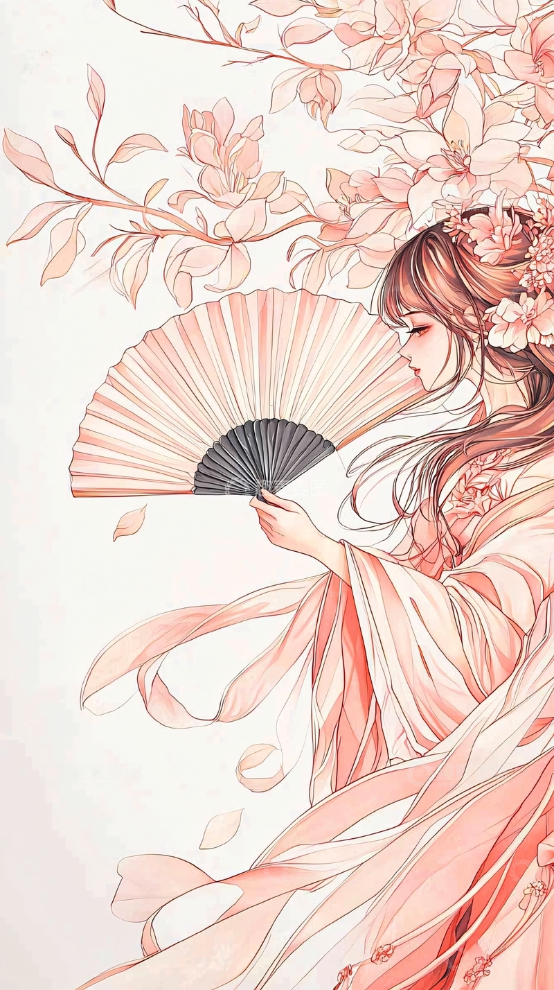 高清大图下载【趣麦麦图】古典美女与扇子的浪漫画卷