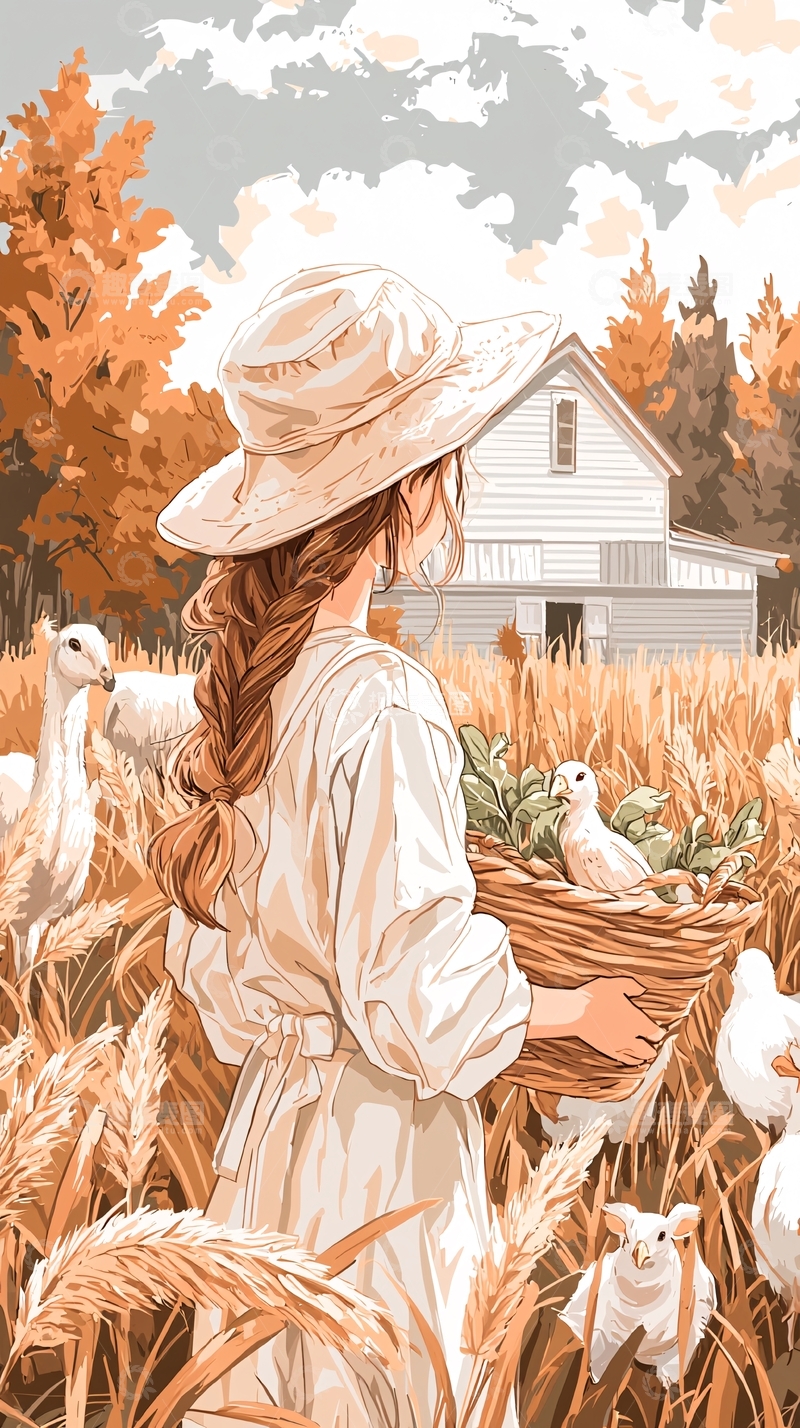 高清大图下载【趣麦麦图】秋日田园牧羊女