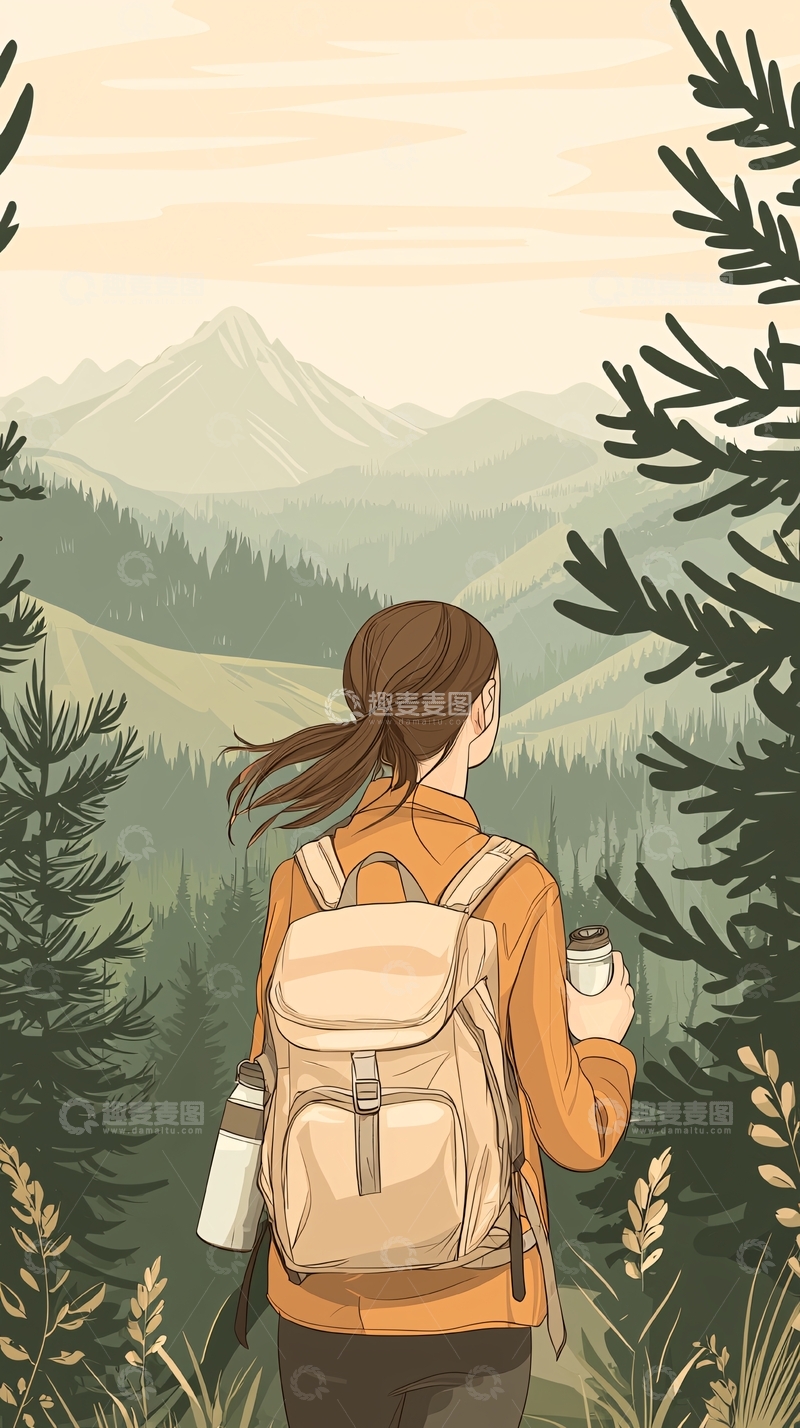 高清大图下载【趣麦麦图】徒步旅行中的背影风景图