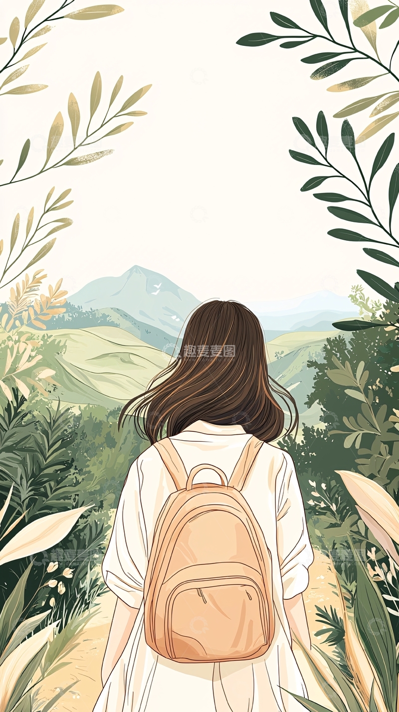 高清大图下载【趣麦麦图】背对自然风景的旅人