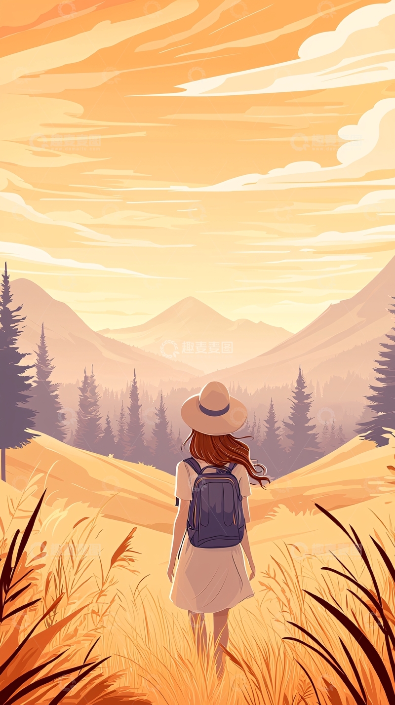高清大图下载【趣麦麦图】秋日徒步山间风景