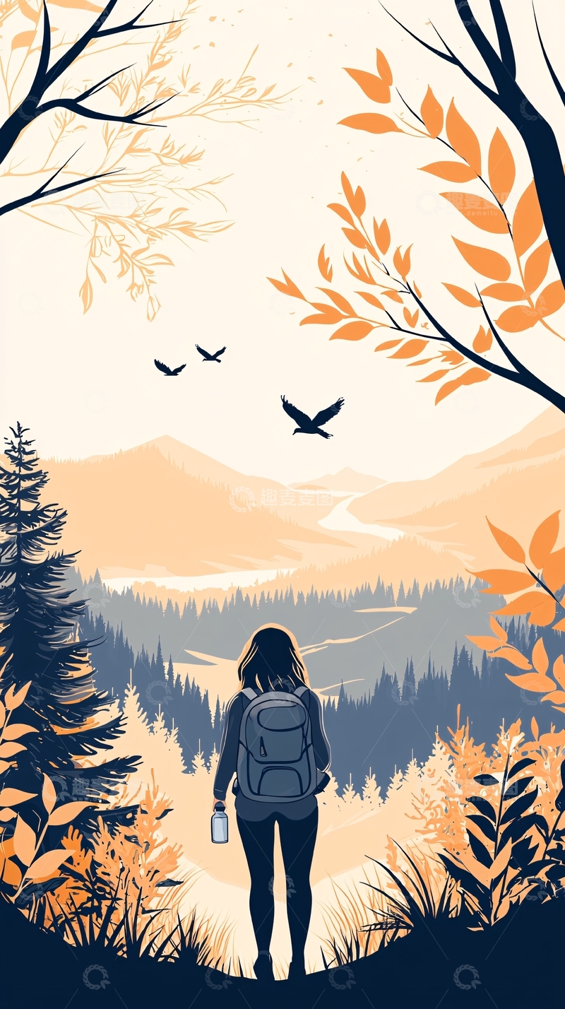 高清大图下载【趣麦麦图】秋日徒步山间风景