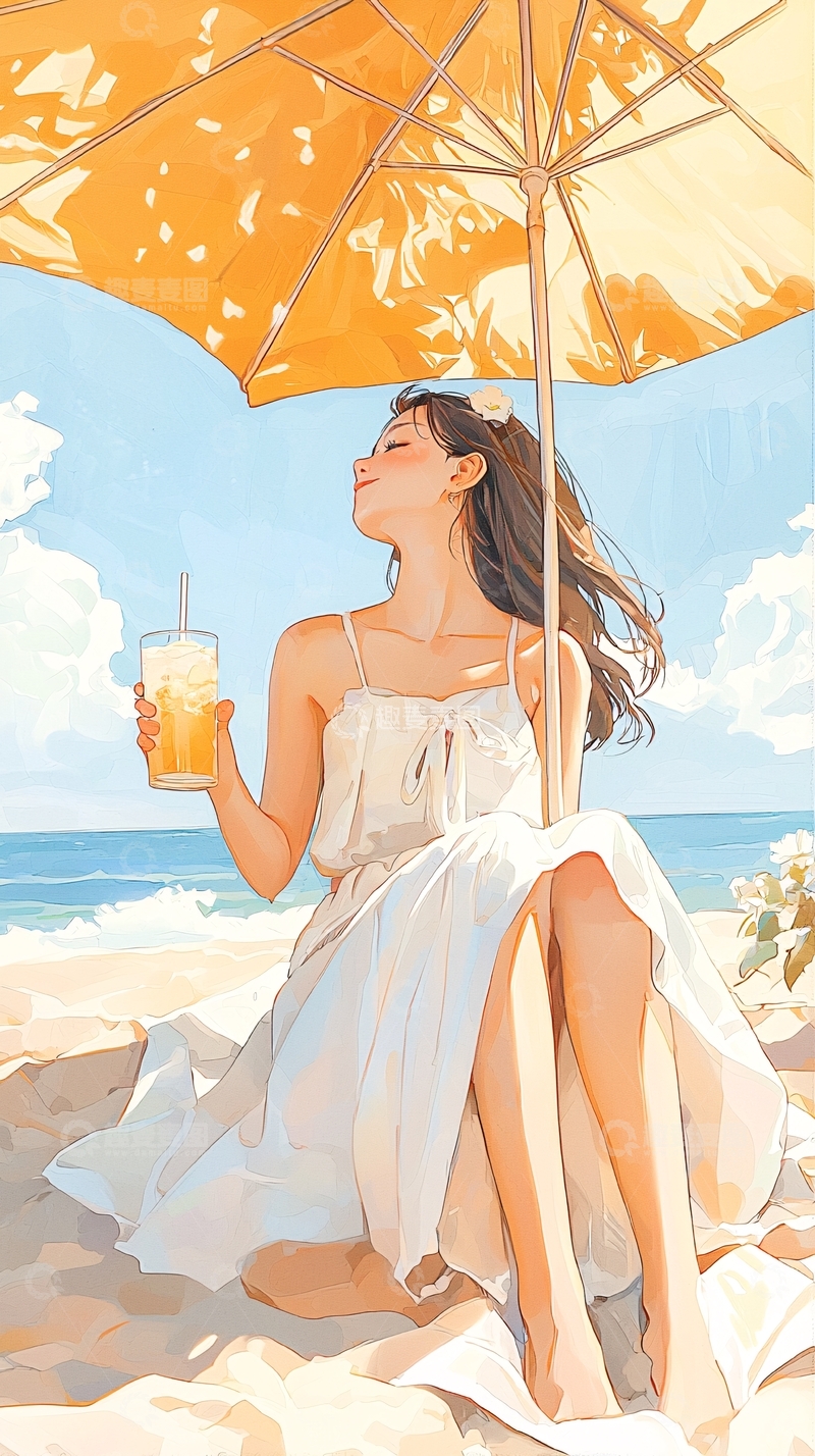 高清大图下载【趣麦麦图】-夏日海滩悠闲时光