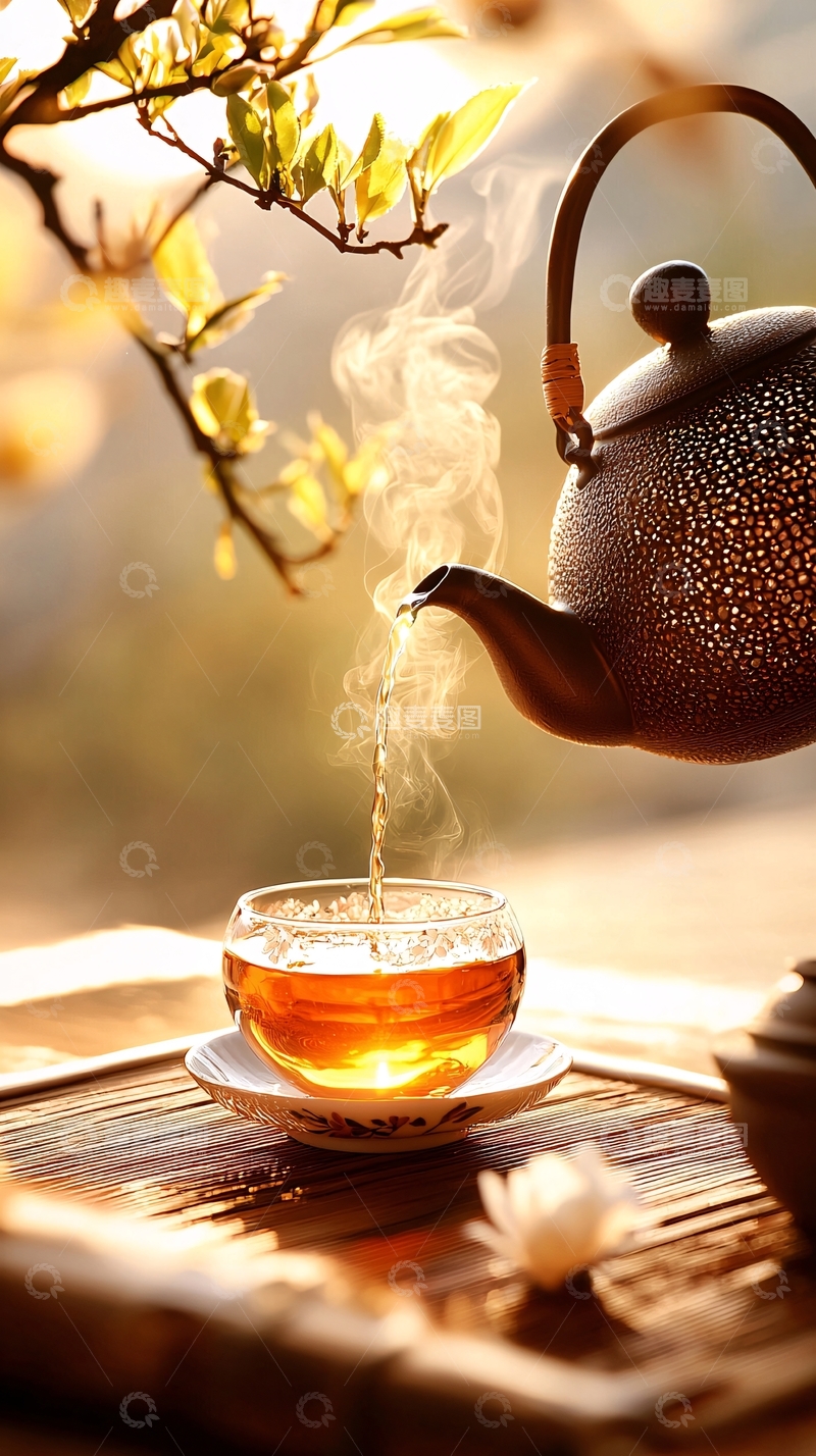 高清大图下载【趣麦麦图】茶香袅袅高清图片