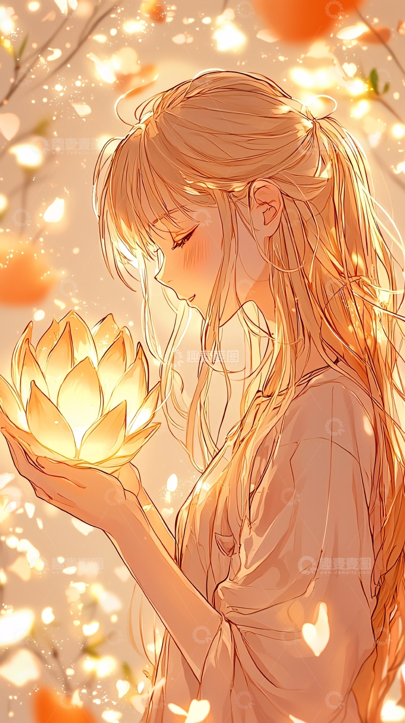 高清大图下载【趣麦麦图】金光闪闪的花灯少女