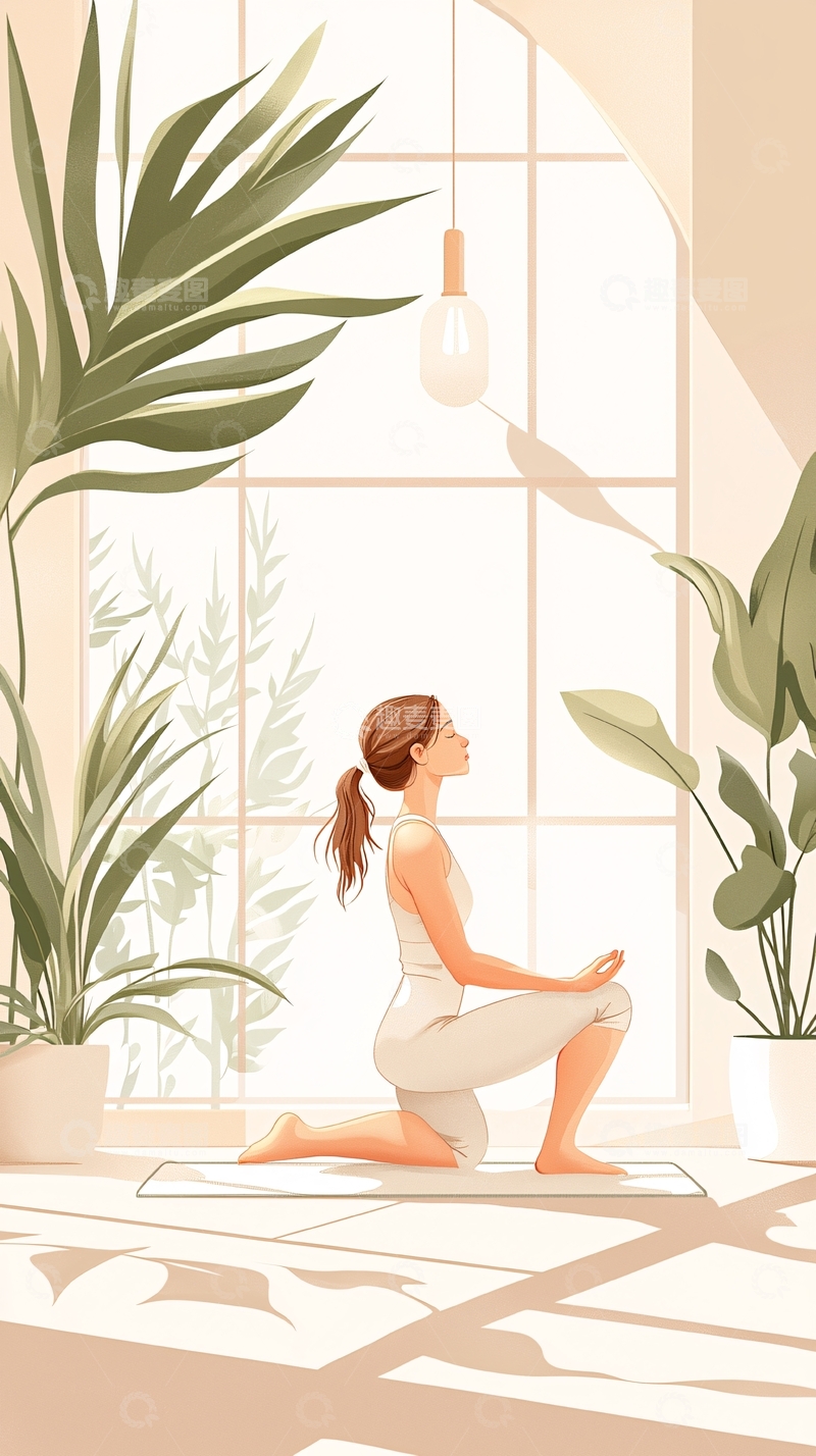 高清大图下载【趣麦麦图】室内瑜伽练习场景