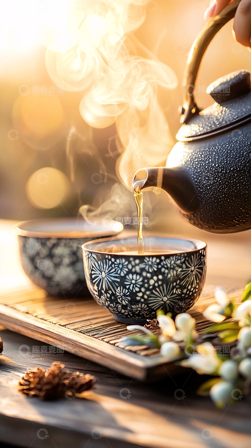 高清大图下载【趣麦麦图】茶香袅袅高清图片