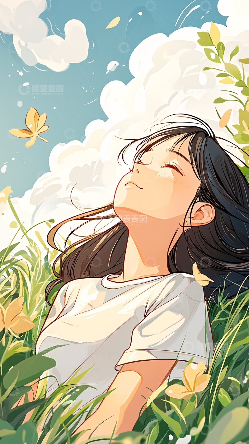 高清大图下载【趣麦麦图】夏日田野上的女孩