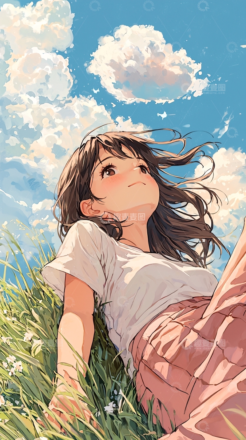 高清大图下载【趣麦麦图】夏日田野上的少女