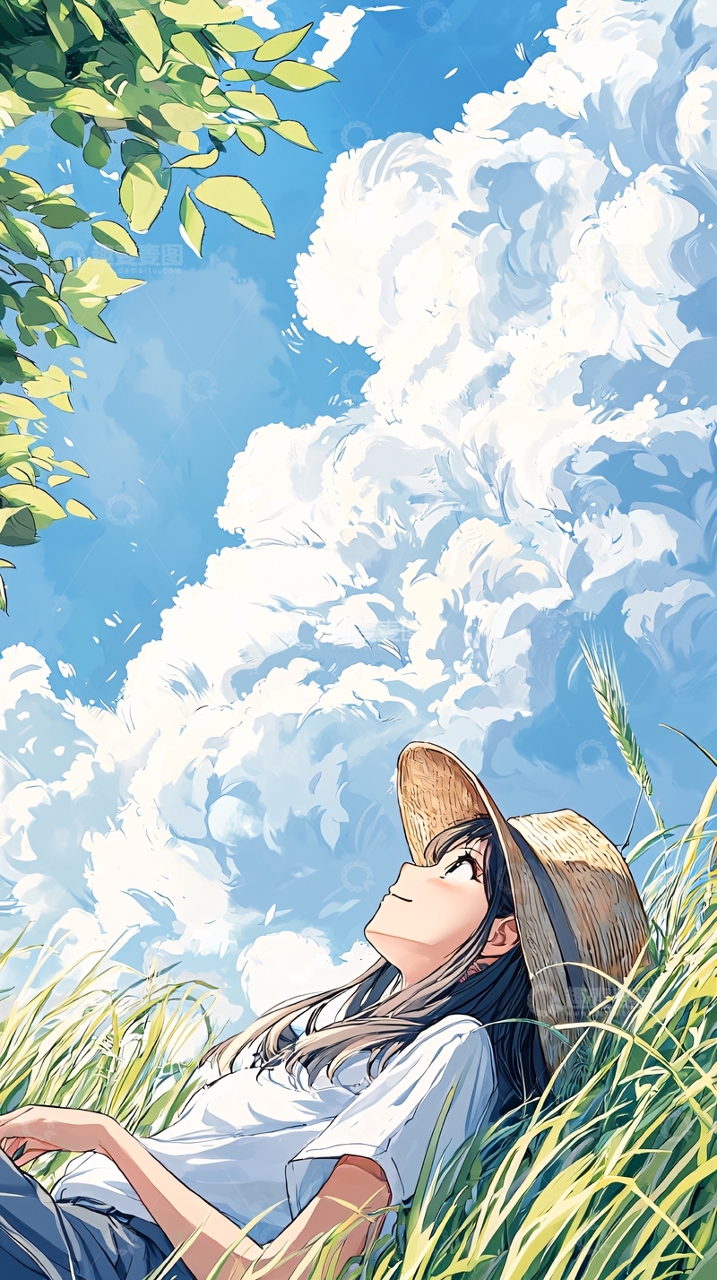 高清大图下载【趣麦麦图】夏日田野上的女孩