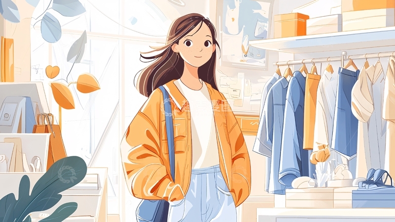 高清大图下载【趣麦麦图】购物店里的女孩