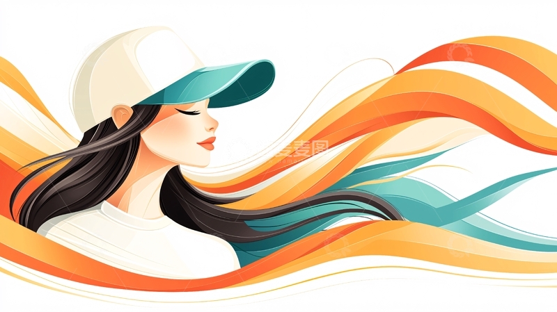 高清大图下载【趣麦麦图】动感时尚风帽女孩插画
