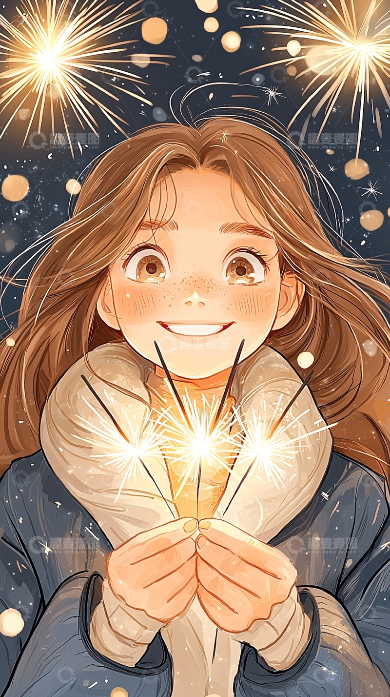 高清大图下载【趣麦麦图】烟花女孩高清图片