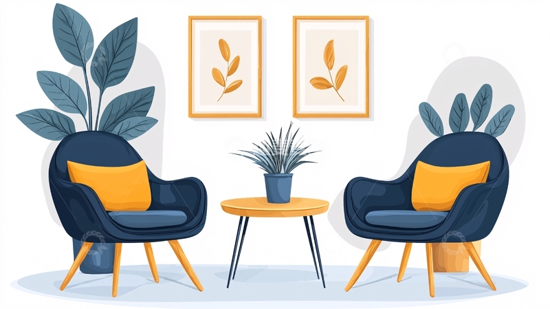 高清大图下载【趣麦麦图】现代简约客厅沙发植物装饰图