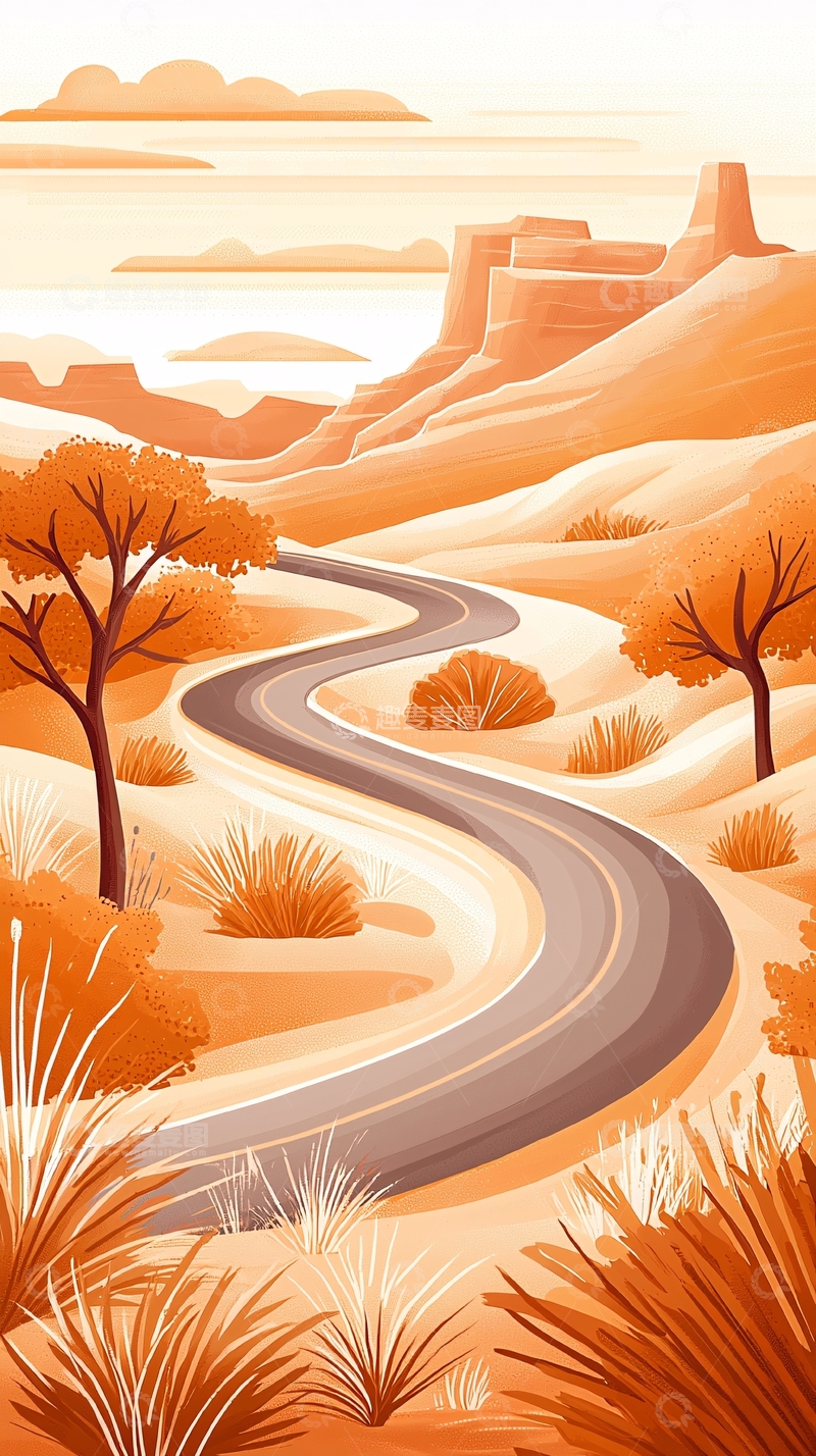 高清大图下载【趣麦麦图】沙漠蜿蜒小路风景图
