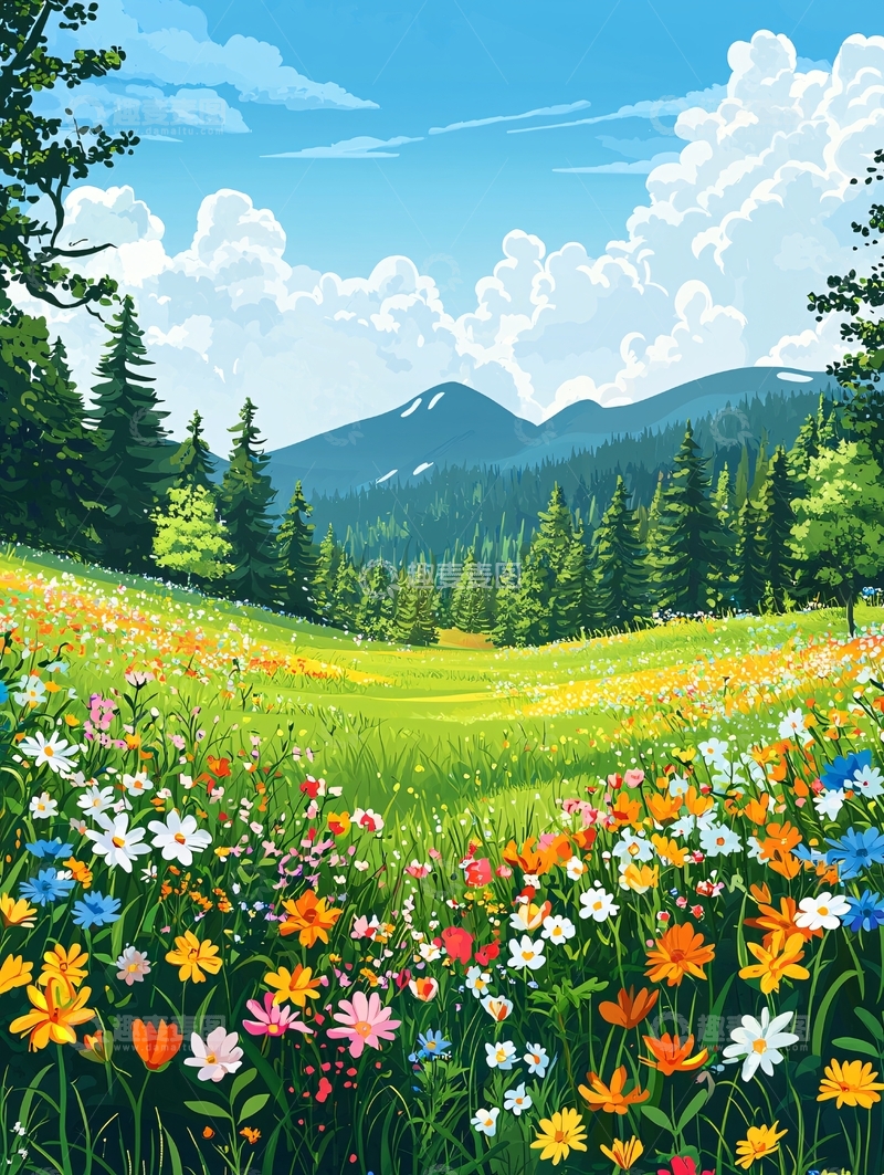 高清大图下载【趣麦麦图】山间野花盛开的美丽风景