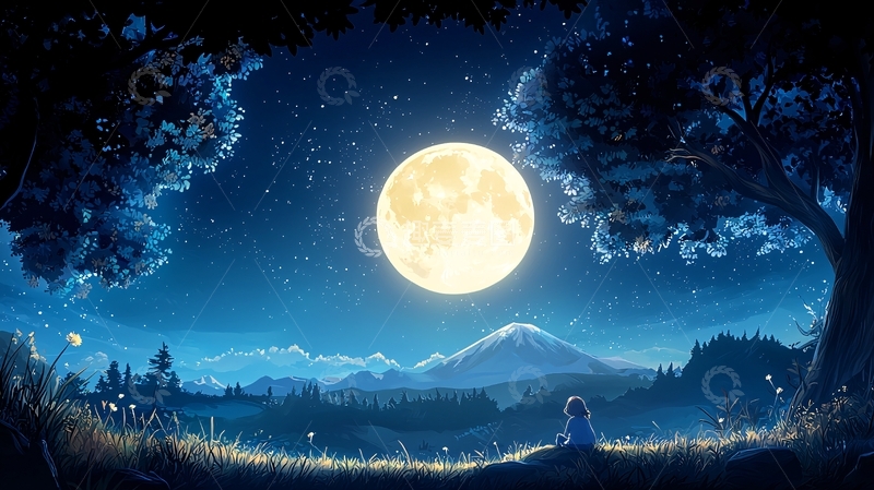 高清大图下载【趣麦麦图】月光下的宁静夜晚