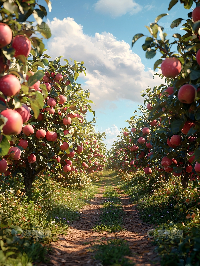 高清大图下载【趣麦麦图】阳光下的苹果园