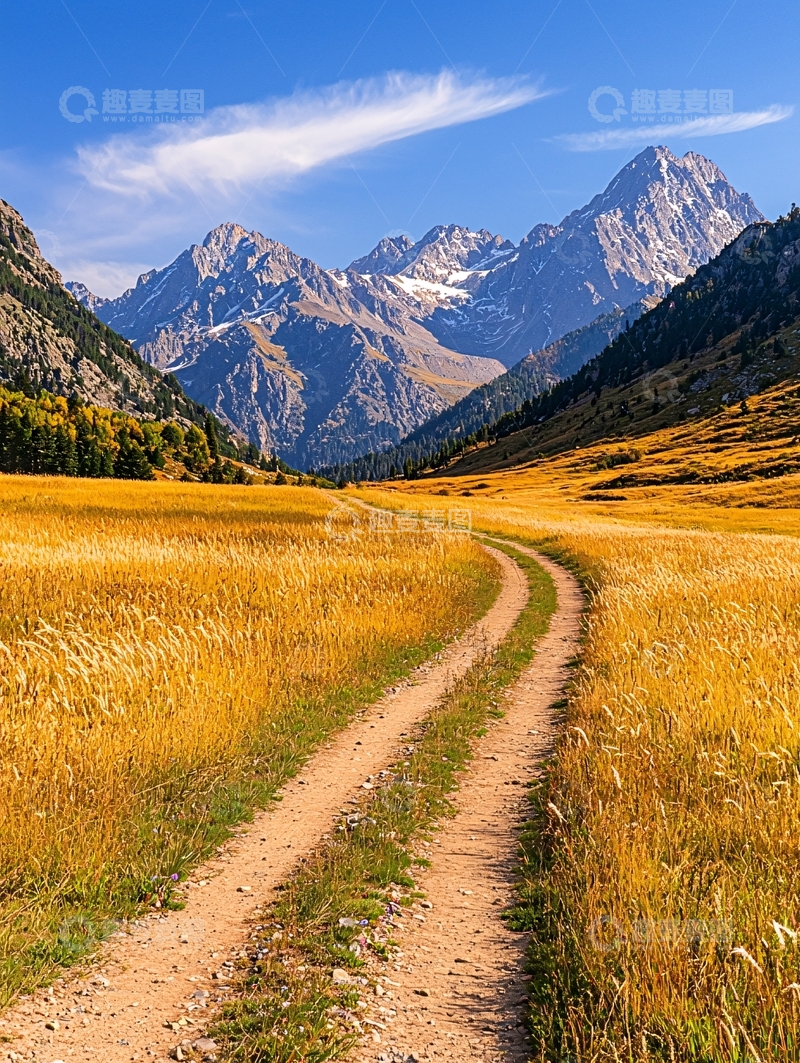 高清大图下载【趣麦麦图】秋日山间小路风景