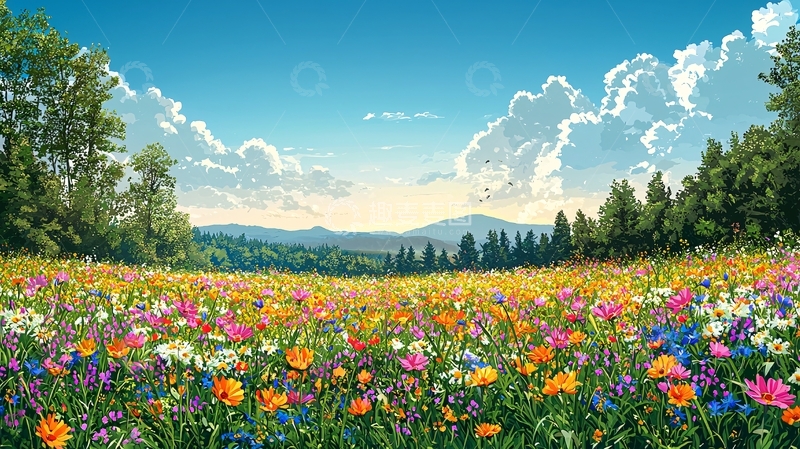 高清大图下载【趣麦麦图】夏日田野花海风景图