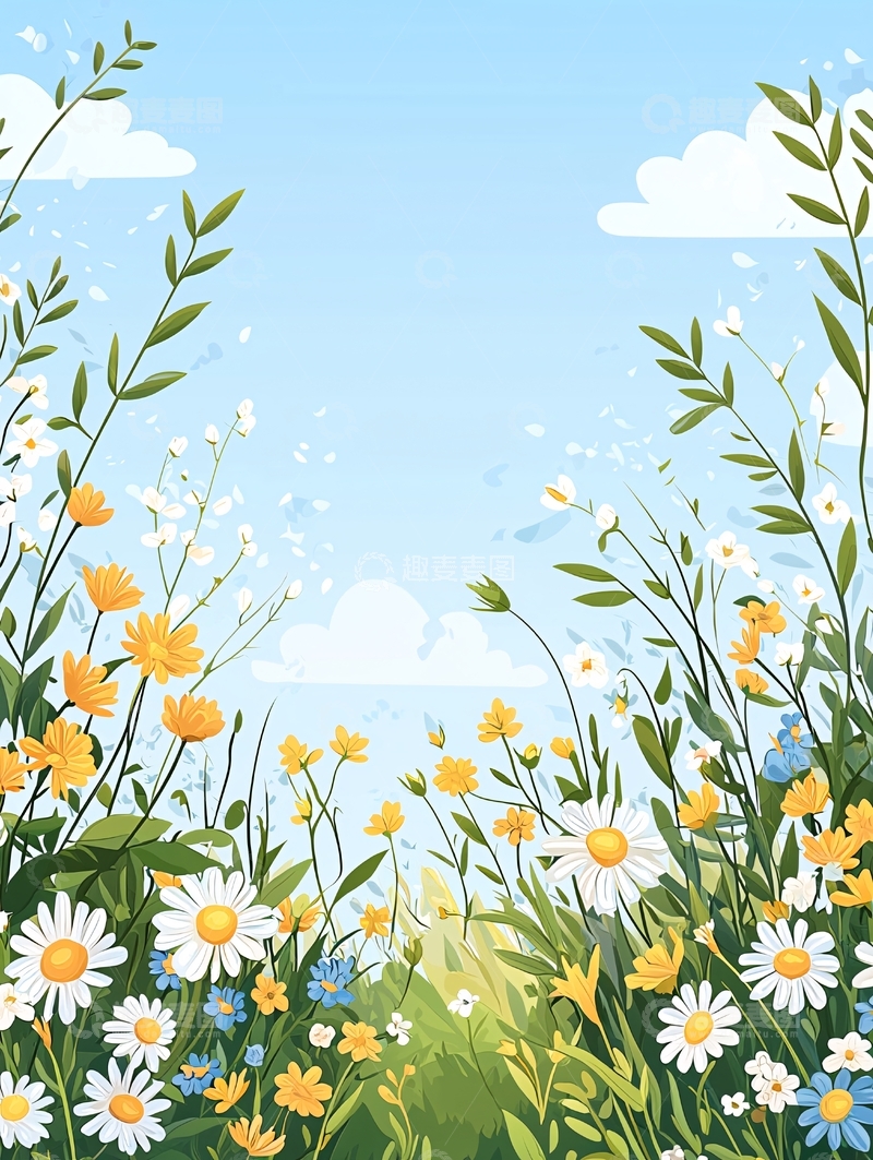 高清大图下载【趣麦麦图】夏日田野花海背景图