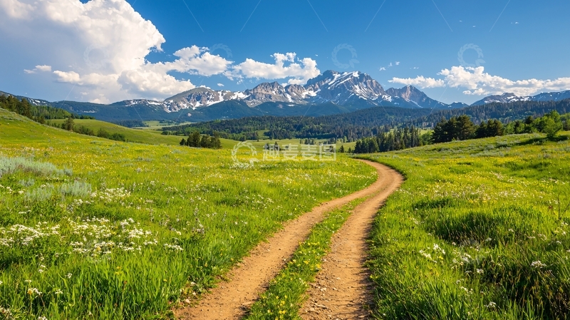 高清大图下载【趣麦麦图】山间小路与绿野风光