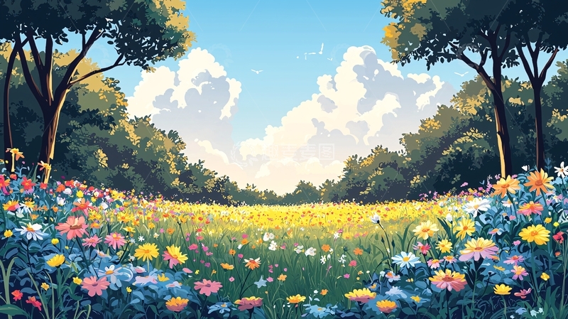 高清大图下载【趣麦麦图】夏日田野花海风景图