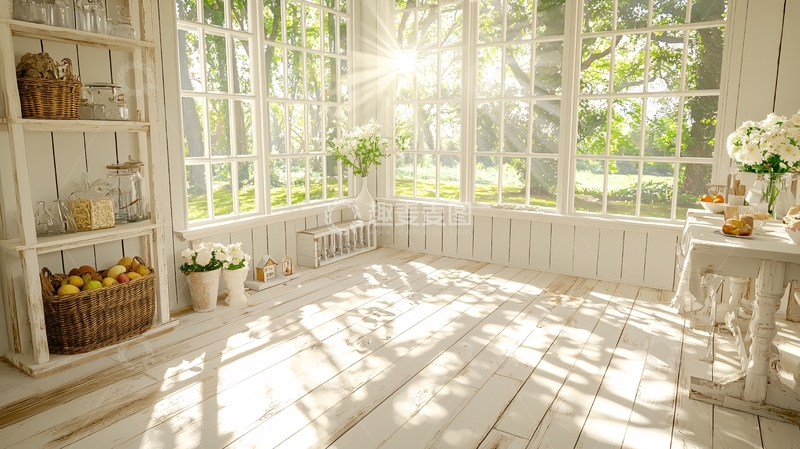 高清大图下载【趣麦麦图】阳光洒满的白色房间