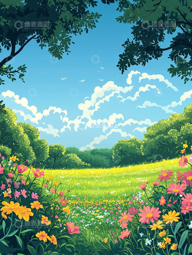 高清大图下载【趣麦麦图】夏日田野花海风景图