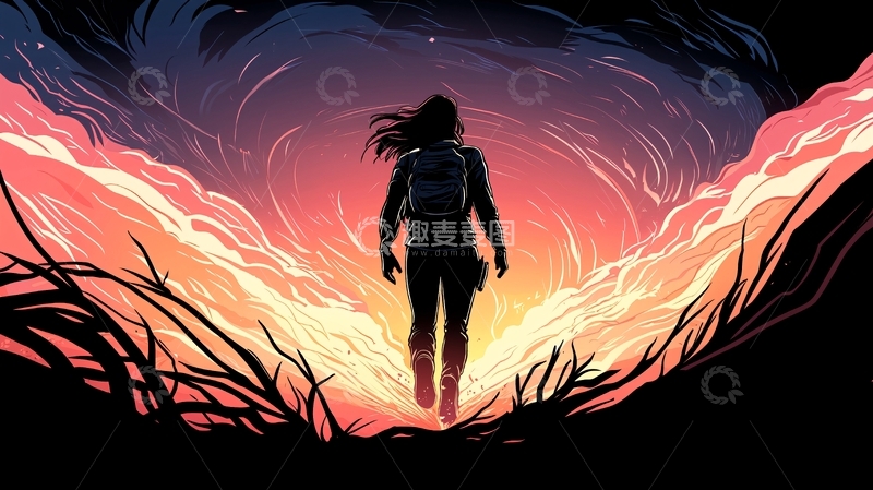 高清大图下载【趣麦麦图】夜行者：孤独的旅人
