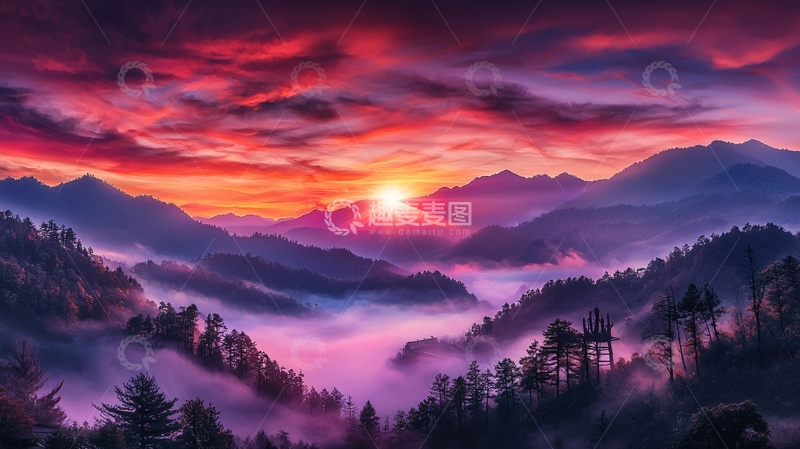 高清大图下载【趣麦麦图】日出云海山川美景