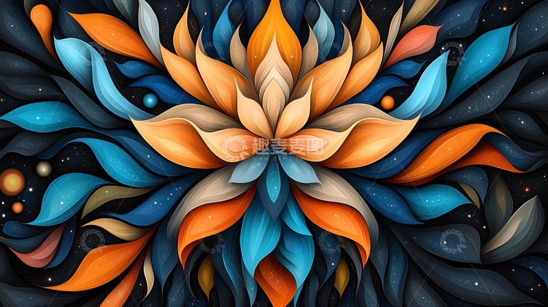 高清大图下载【趣麦麦图】宇宙之花：抽象艺术风格