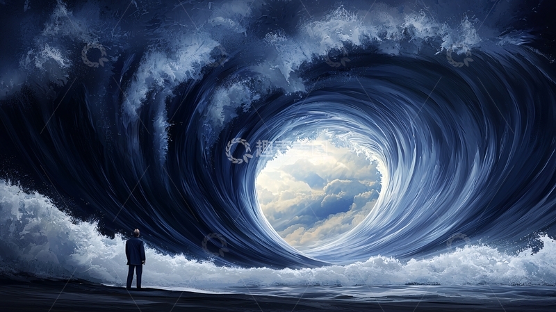 高清大图下载【趣麦麦图】巨浪中的宁静思考