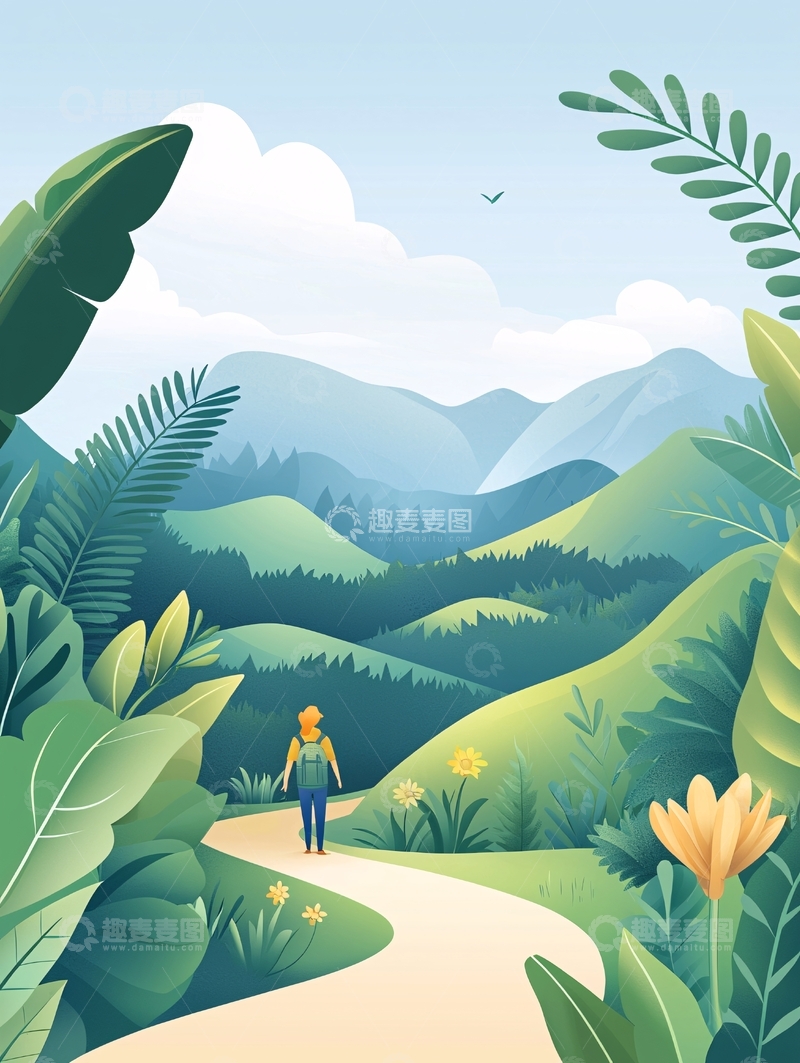 高清大图下载【趣麦麦图】徒步旅行的自然风光