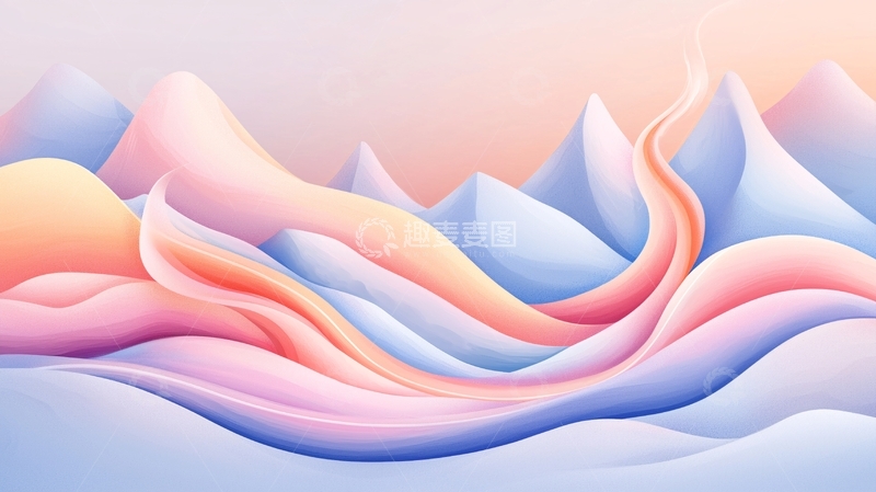 高清大图下载【趣麦麦图】梦幻山峦抽象艺术背景