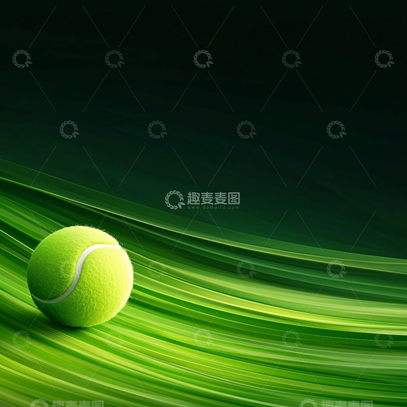 高清大图下载【趣麦麦图】绿色网球与动态线条背景