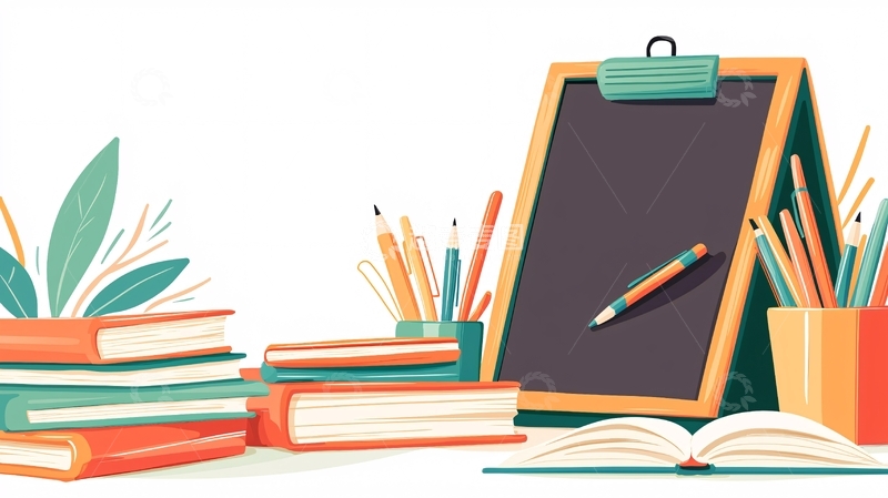 高清大图下载【趣麦麦图】学习桌上的文具与书籍
