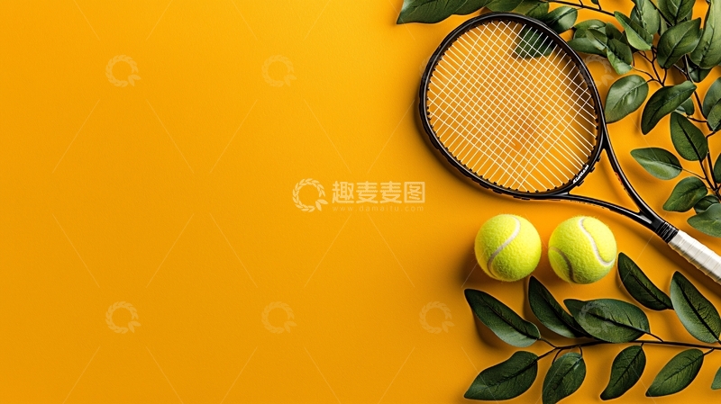 高清大图下载【趣麦麦图】网球拍与网球的创意布局
